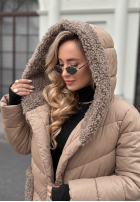 Długa Prešívaná Bunda z kożuszkiem Long, Cold Winter béžová