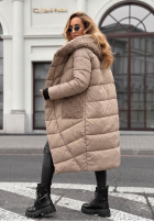 Długa Prešívaná Bunda z kożuszkiem Long, Cold Winter béžová