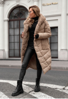 Długa Prešívaná Bunda z kożuszkiem Long, Cold Winter béžová