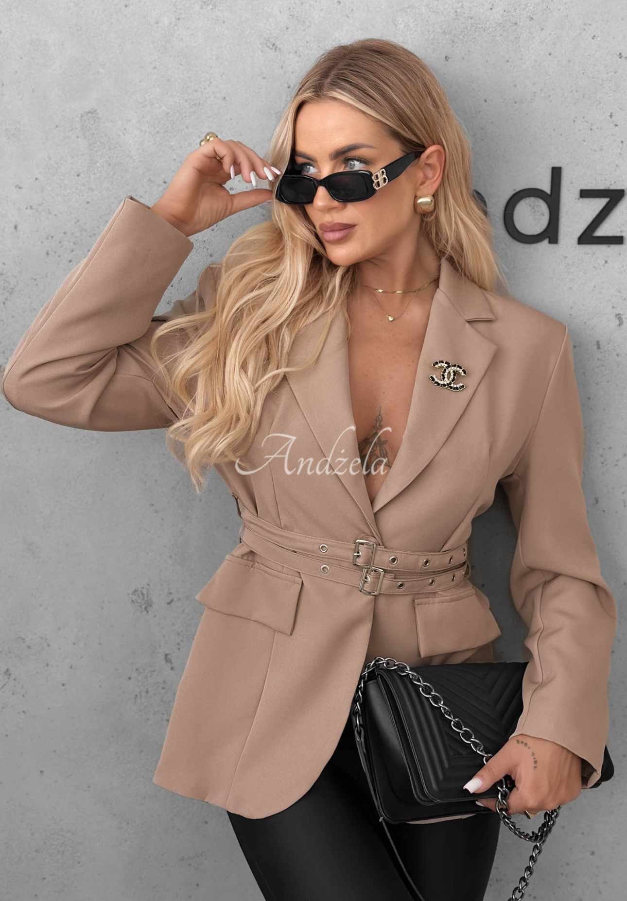 Klasické pásikavé sako Bella Chic Mokka