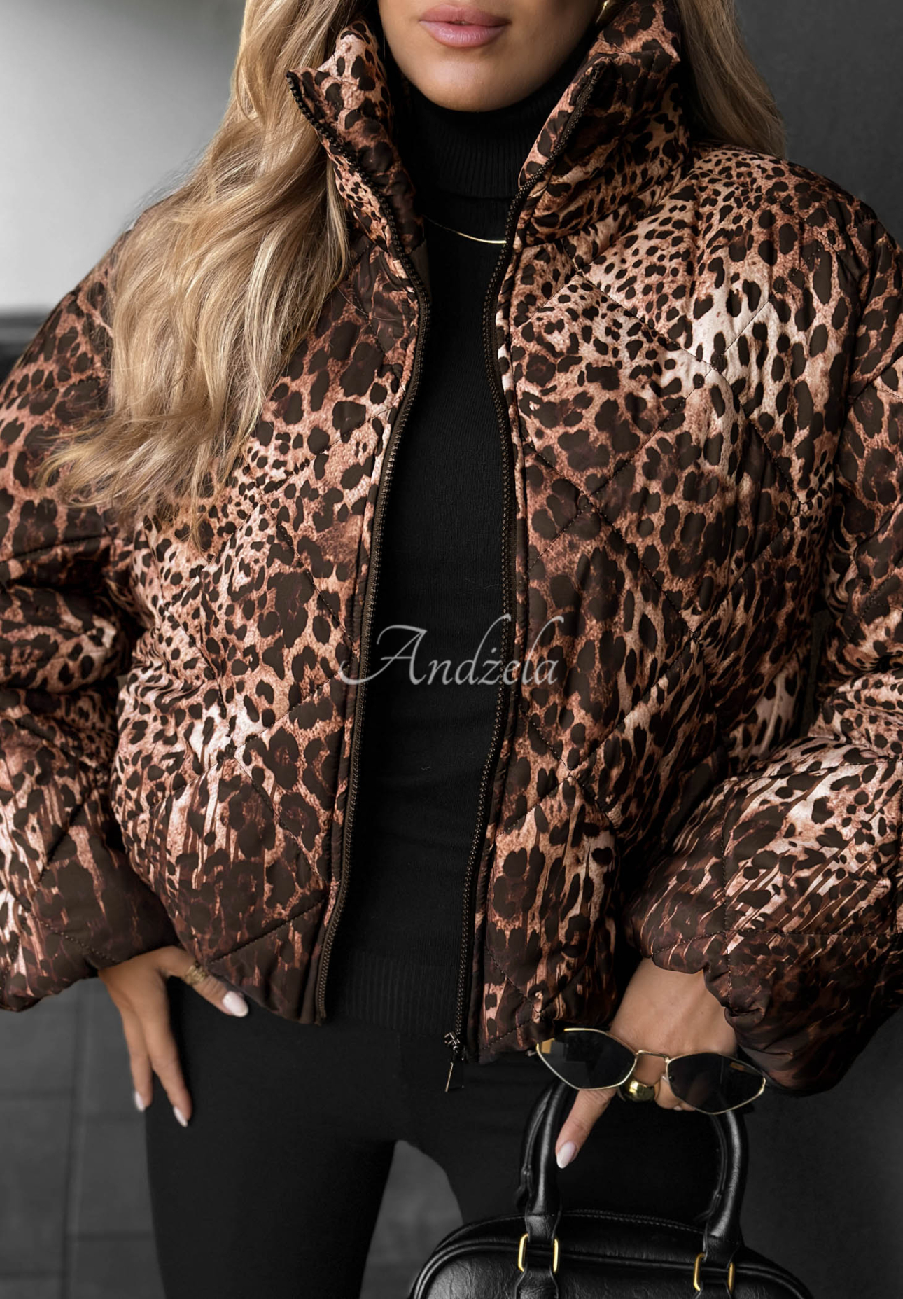 Prešívaná bomber bunda s leopardím vzorom Wild Freeze ťavia