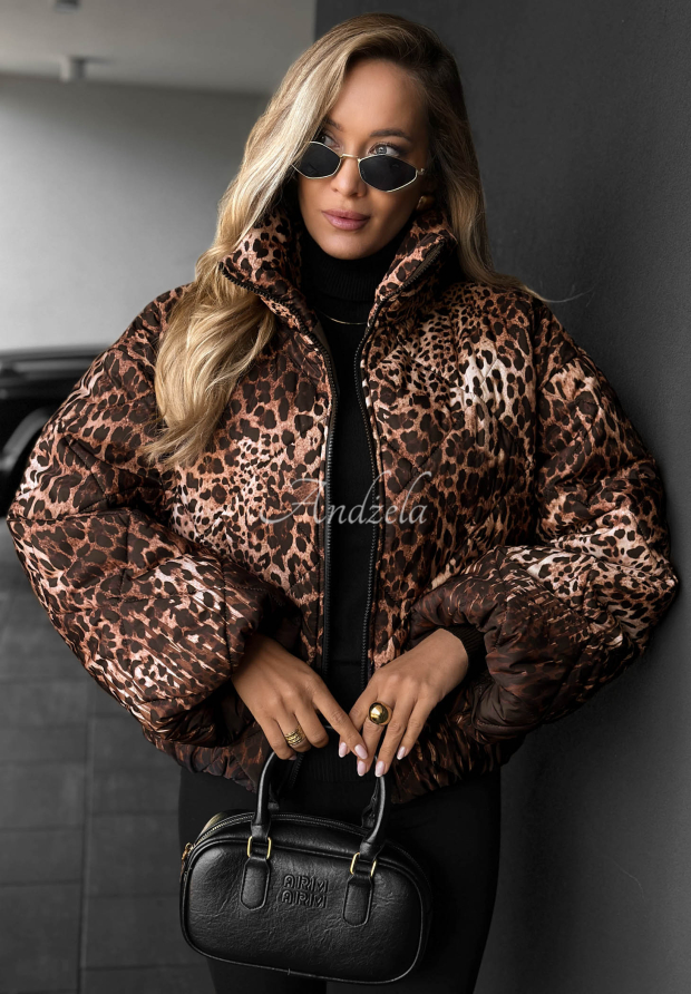 Pre&scaron;&iacute;van&aacute; bomber bunda s leopard&iacute;m vzorom Wild Freeze ťavia