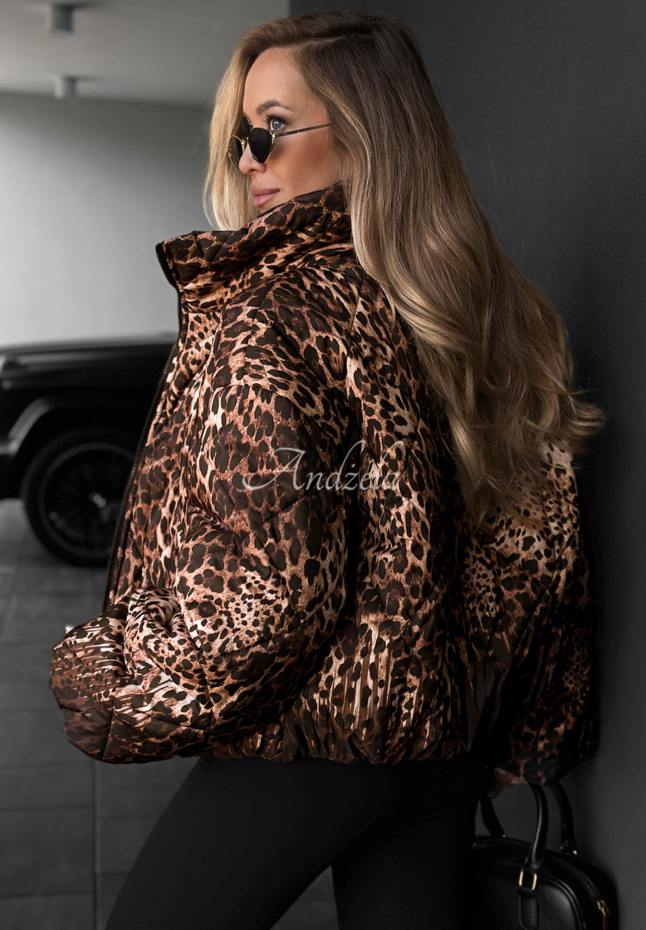 Prešívaná bomber bunda s leopardím vzorom Wild Freeze ťavia