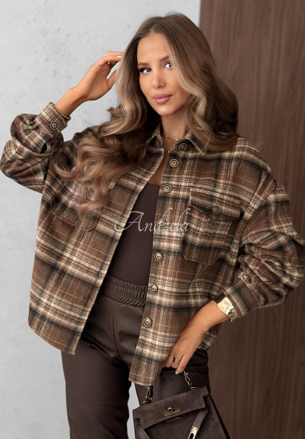 K&aacute;rovan&aacute; ko&scaron;eľa s vlnou Maple Plaid čokol&aacute;dov&aacute;