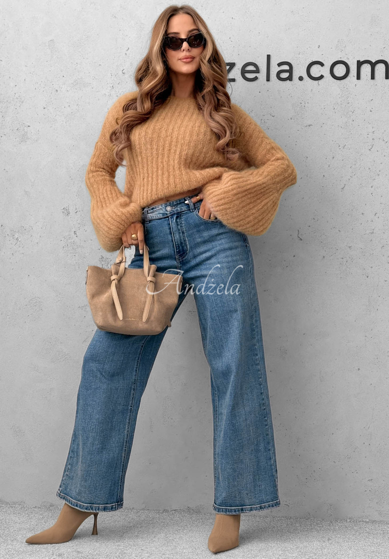 Džínsy wide leg Cozy Streets modré