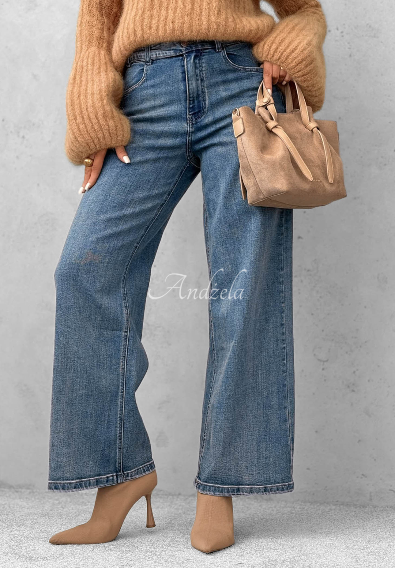 Džínsy wide leg Cozy Streets modré
