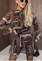 Wzorzysta Šaty mini z falbankami Autumn Memory bordová