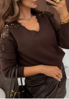 Sveter z koronką Foggy Streets śliwkowy