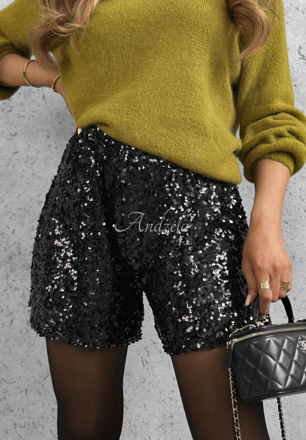 Kr&aacute;tke flitrovan&eacute; &scaron;ortky Sparkle Desire čierne