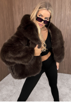 Bunda futerko s kapucňou Fluffy Girl čokoládová