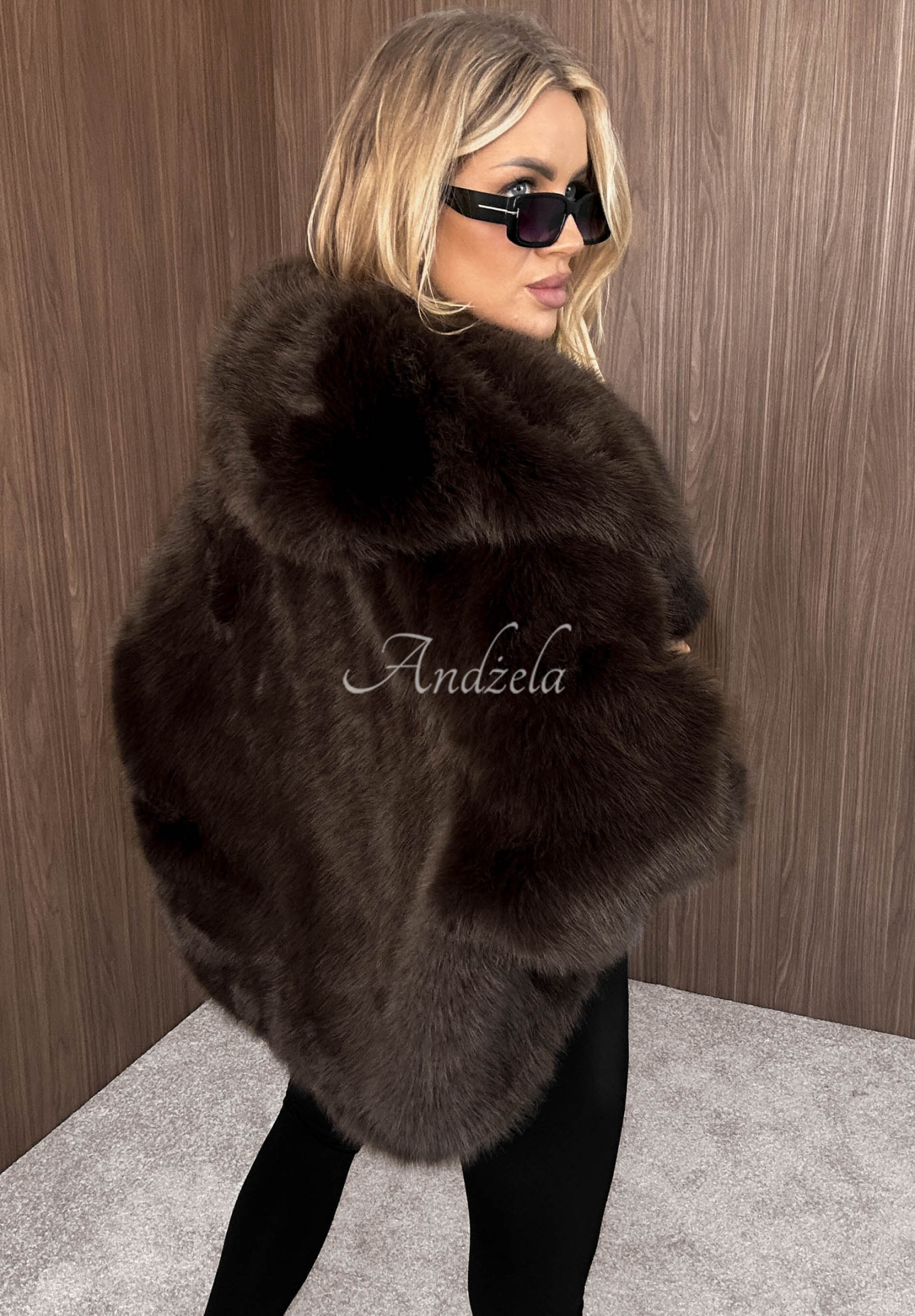 Bunda kožúšok s kapucňou Fluffy Girl čokoládová