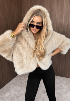 Bunda futerko s kapucňou Fluffy Girl čokoládová