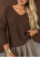 Ľahký Sveter z dekoltem w serek Amber Woods khaki