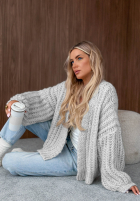 Krótki Sveter kardigan z bufkami Frost Club ecru