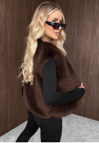 Krátka Vesta futerko Cozy Fur čokoládová