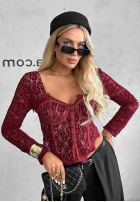Gorsetowa Blúzka longsleeve z koronki Pure Seduction čierna