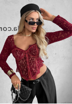 Gorsetowa Blúzka longsleeve z koronki Pure Seduction čierna