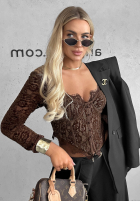 Gorsetowa Blúzka longsleeve z koronki Pure Seduction čierna