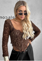 Gorsetowa Blúzka longsleeve z koronki Pure Seduction čierna