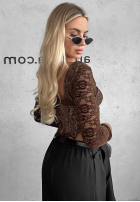 Gorsetowa Blúzka longsleeve z koronki Pure Seduction čierna
