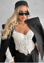 Gorsetowa Blúzka longsleeve z koronki Pure Seduction čierna