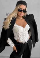 Gorsetowa Blúzka longsleeve z koronki Pure Seduction čierna
