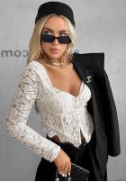 Gorsetowa Blúzka longsleeve z koronki Pure Seduction čierna