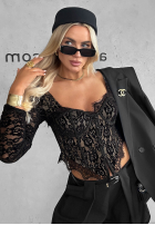Gorsetowa Blúzka longsleeve z koronki Pure Seduction čierna