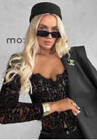 Gorsetowa Blúzka longsleeve z koronki Pure Seduction čierna