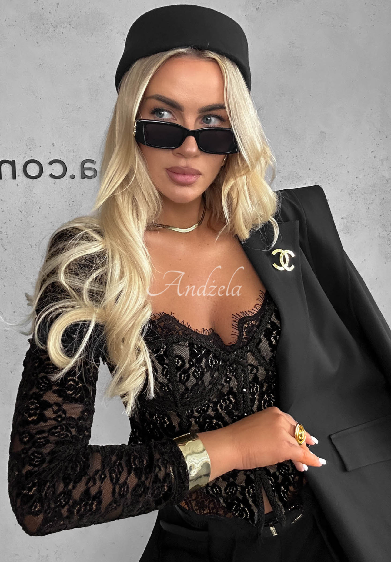Korzetová blúzka longsleeve s čipky Pure Seduction čierna