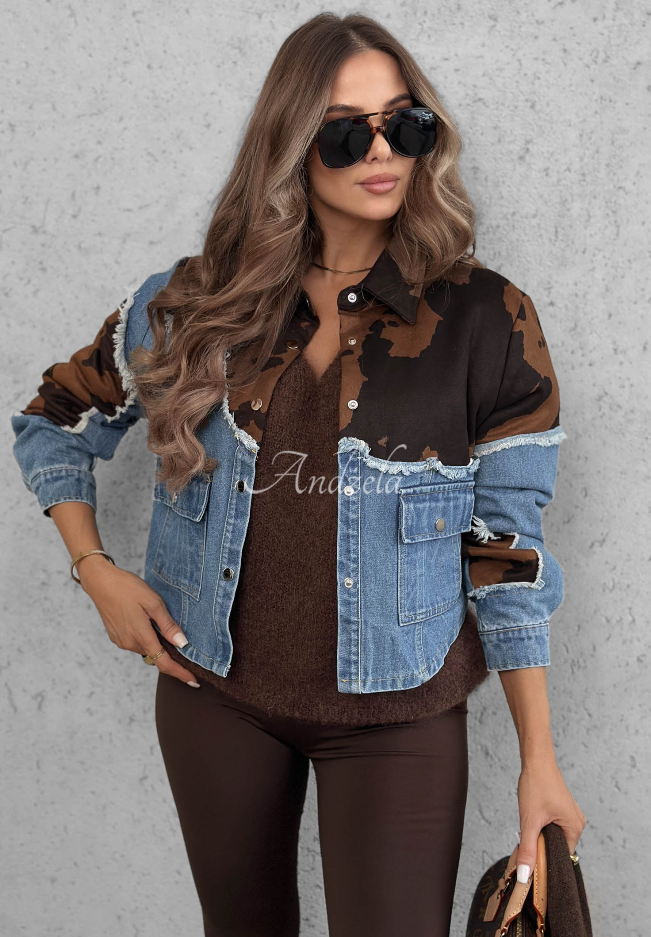 Džínsová bunda so semišovými detailmi Denim Cowgirl modrá