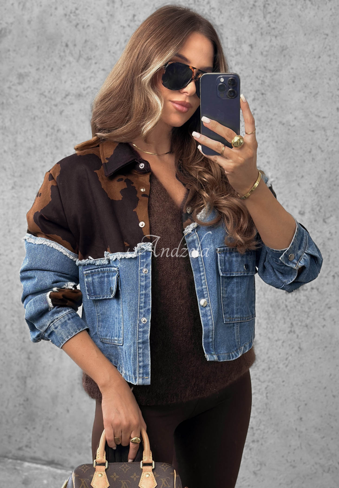Džínsová bunda so semišovými detailmi Denim Cowgirl modrá