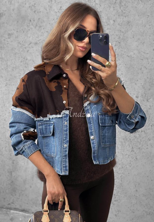 Dž&iacute;nsov&aacute; bunda so semi&scaron;ov&yacute;mi detailmi Denim Cowgirl modr&aacute;