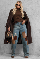 Nohavice džínosové mom fit z naszywkami Fall Mood modré