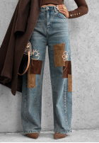 Nohavice džínosové mom fit z naszywkami Fall Mood modré