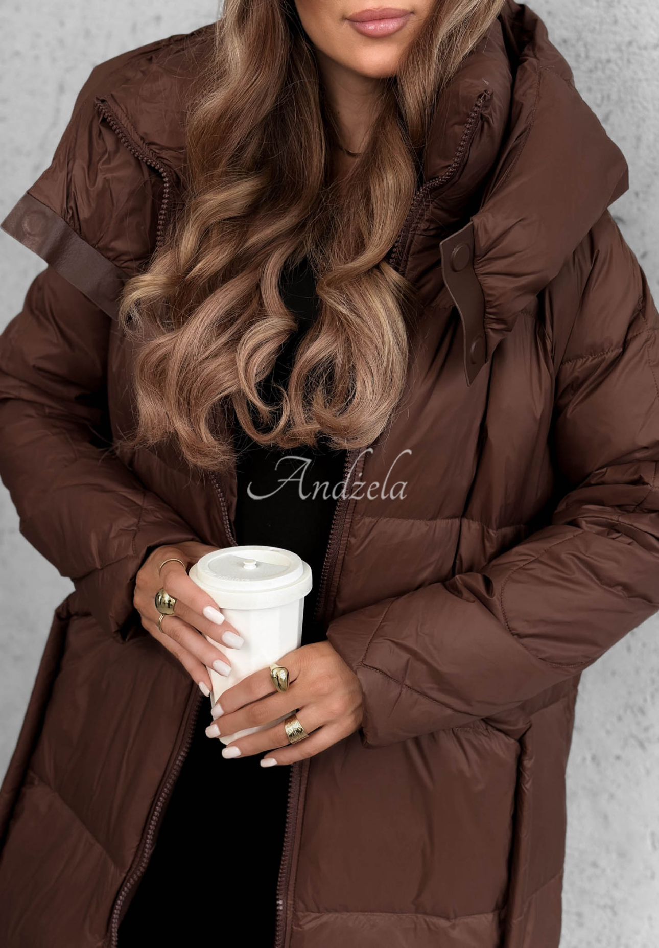 Dlhá páperová bunda s kapucňou Want Winter čokoládová