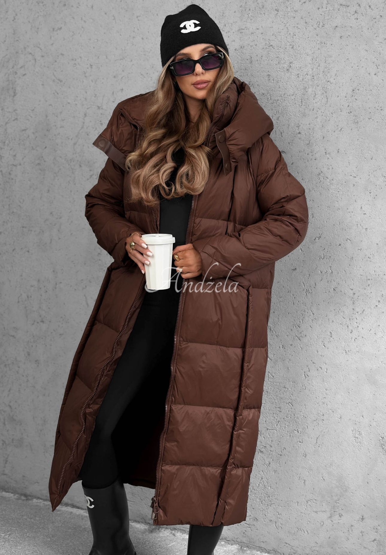 Dlhá páperová bunda s kapucňou Want Winter čokoládová