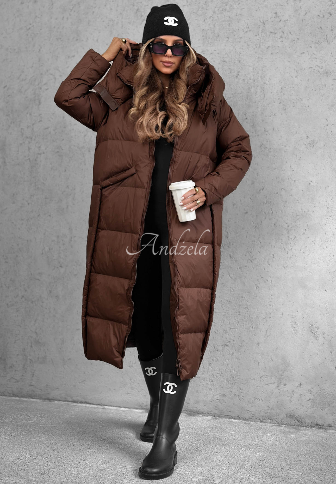 Dlhá páperová bunda s kapucňou Want Winter čokoládová