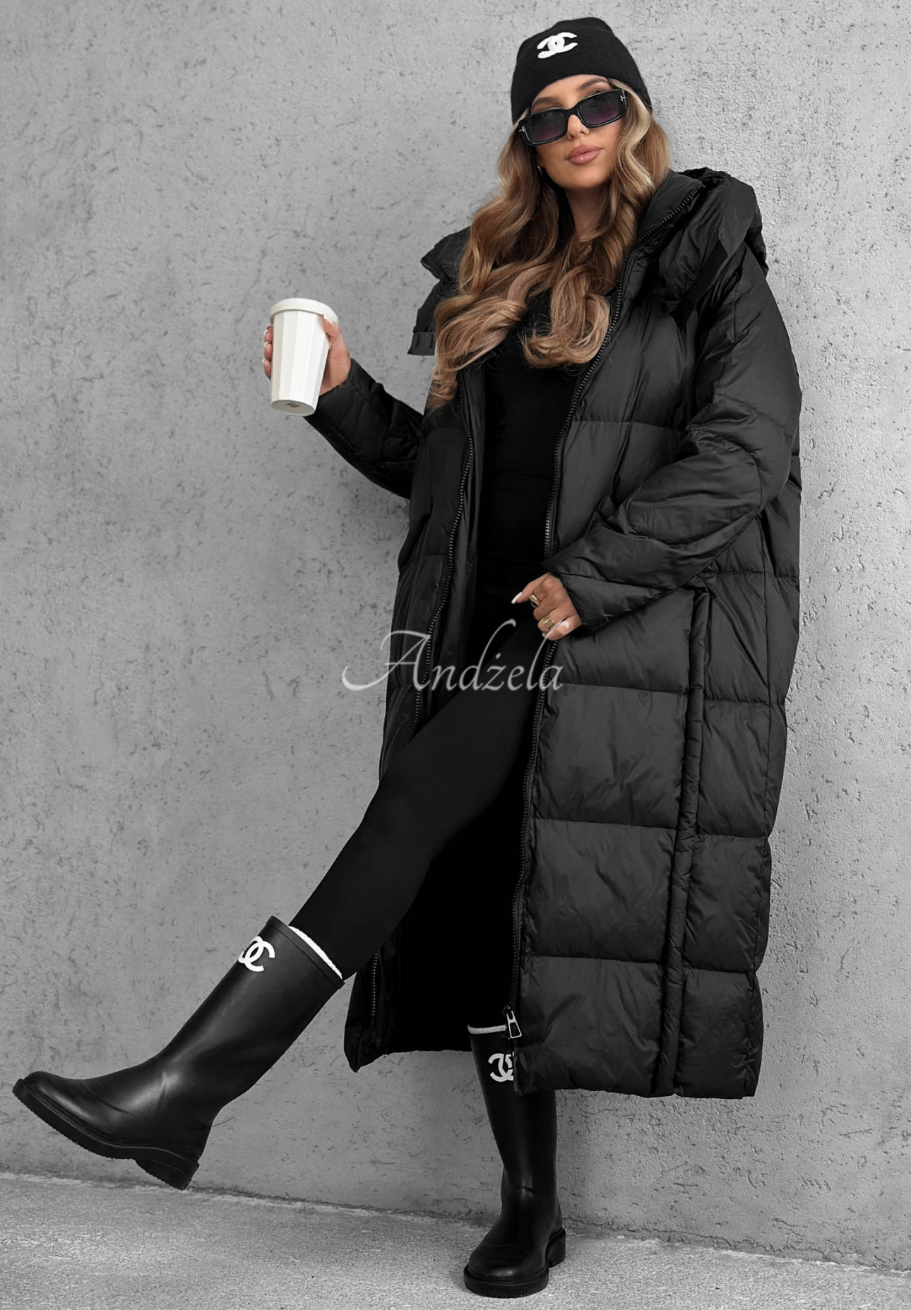 Dlhá páperová bunda s kapucňou Want Winter čierna
