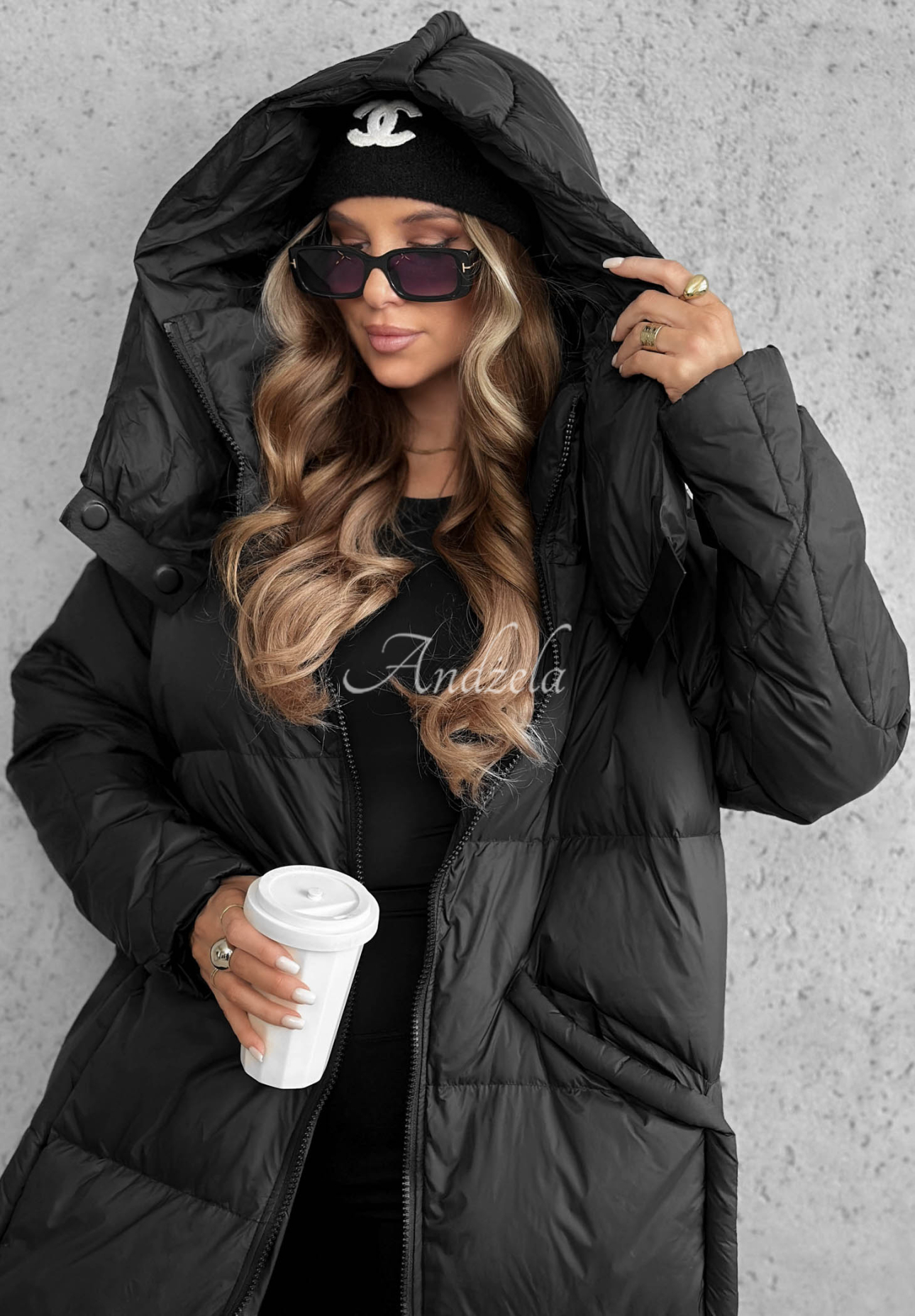 Dlhá páperová bunda s kapucňou Want Winter čierna