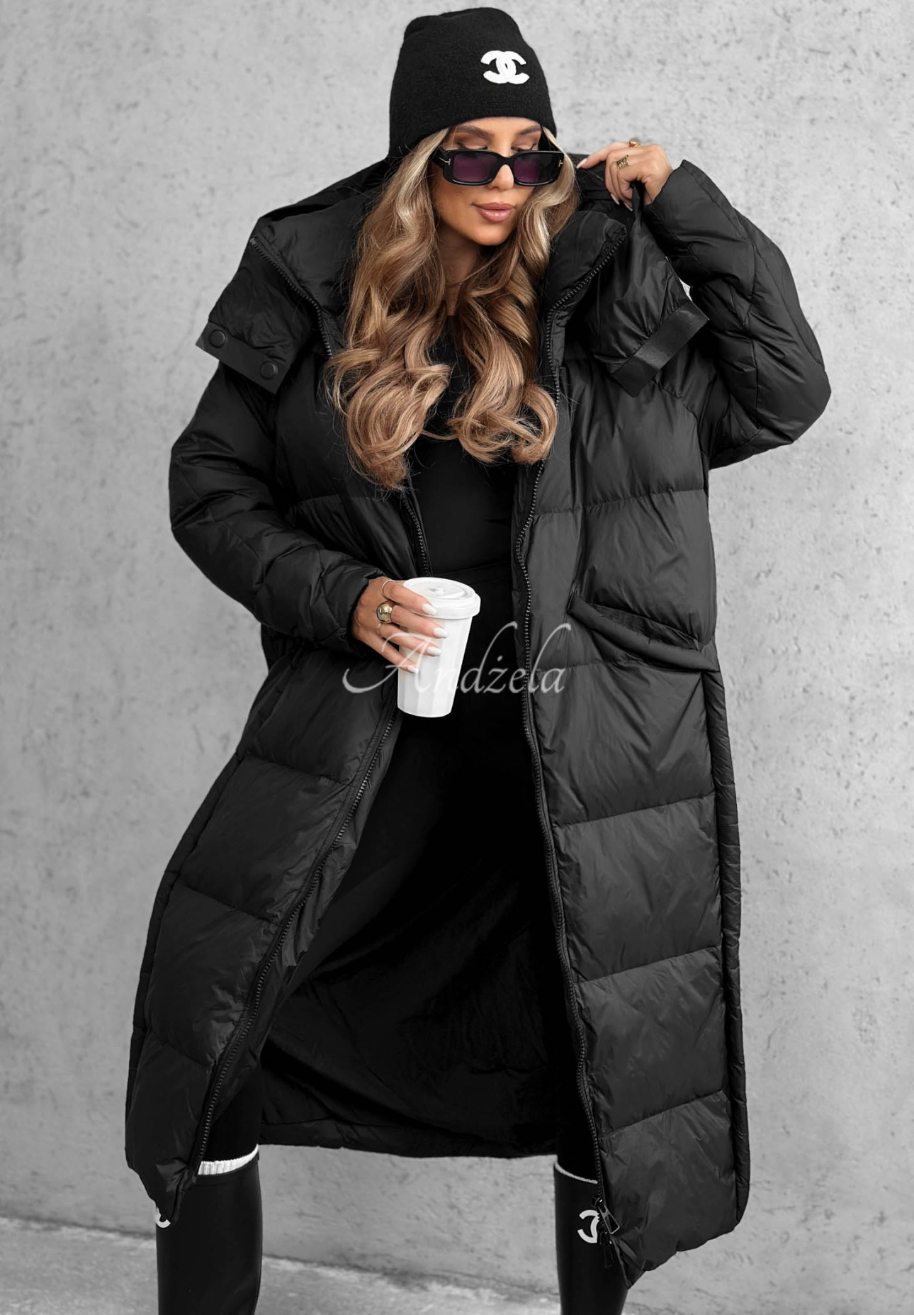 Dlhá páperová bunda s kapucňou Want Winter čierna