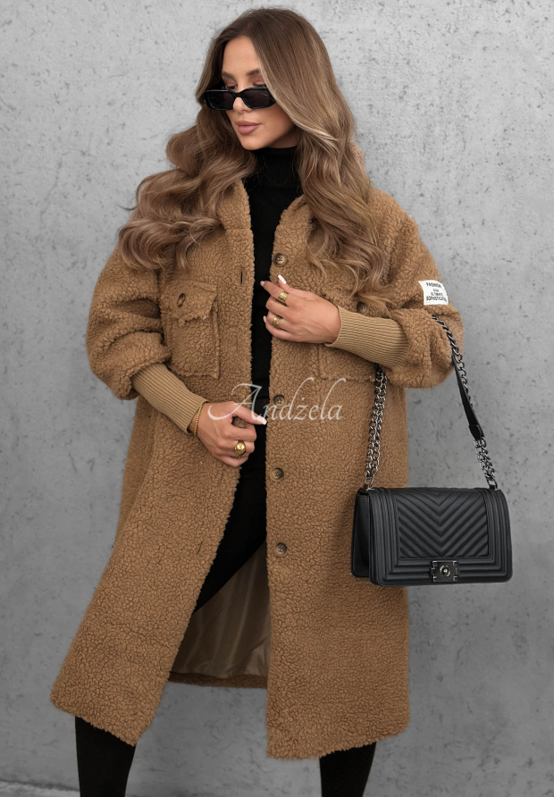 Dlh&yacute; kab&aacute;t kož&uacute;&scaron;ok s kapucňou Aspen Babe ťav&yacute;