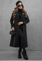 Dlhý Kabát oversize z kołnierzem Cinnamon Street čokoládový