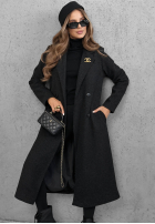 Dlhý Kabát oversize z kołnierzem Cinnamon Street čokoládový