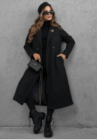 Dlhý Kabát oversize z kołnierzem Cinnamon Street čokoládový