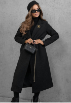 Dlhý Kabát oversize z kołnierzem Cinnamon Street čokoládový