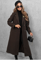 Dlhý Kabát oversize z kołnierzem Cinnamon Street čokoládový