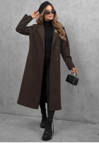 Dlhý Kabát oversize z kołnierzem Cinnamon Street čokoládový
