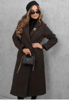 Dlhý Kabát oversize z kołnierzem Cinnamon Street čokoládový