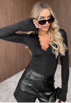 Blúzka longsleeve z koronką i rękawami typu dzwonek Midnight Spell čokoládová